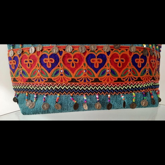 Newhandmade embroidery/beads tote shoulder handbag - Picture 2 of 6